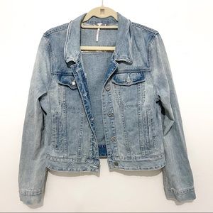 Free People Rumors Light Wash Denim Jacket L